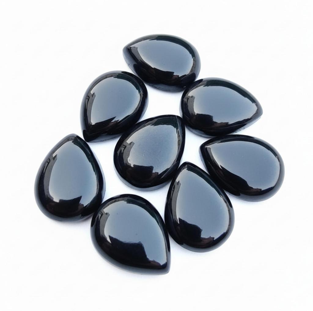 Грушевидные драгоценные камни черный оникс - Натуральные кабошоны-капли для изготовления ювелирных изделий на заказ