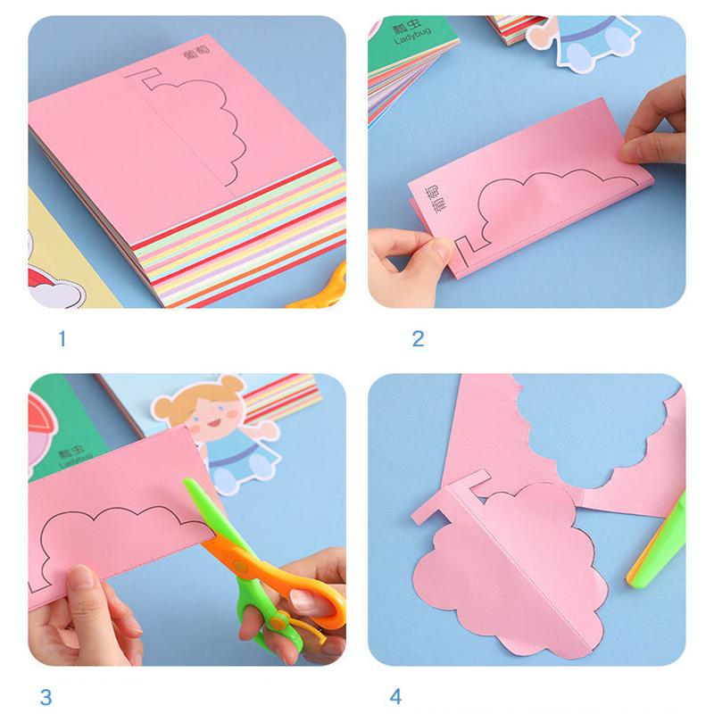 48/90 Sheets Colorful Paper-Cut Cartoon DIY Folding Cutting Book Toys Kids Craft Animal  Art Child-Safe Scissors Learning Toys