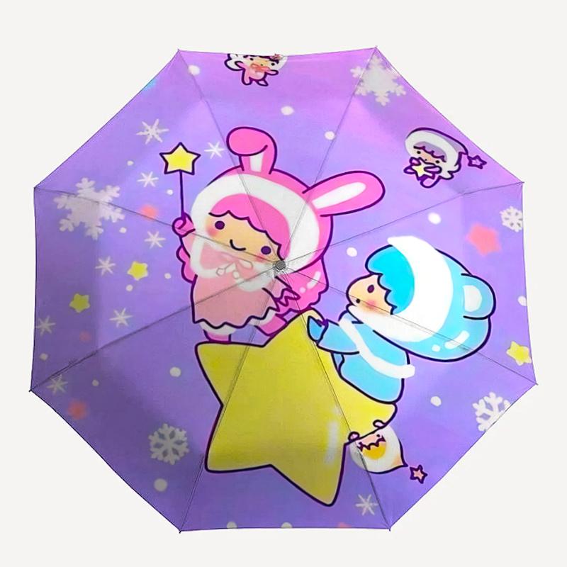 1pc Magical Starry Night Adventure: Cute Bunny & Bear Umbrella - Automatic Opening/Closing, Foldable Design, Outdoor Use, Festive Gift for Fans, Trave