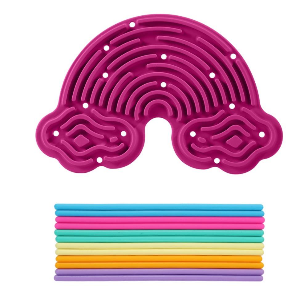 12 Strings Sensory Activity Board Silicone Rainbow Sensory Toys New Fidget Toy Kids Adults