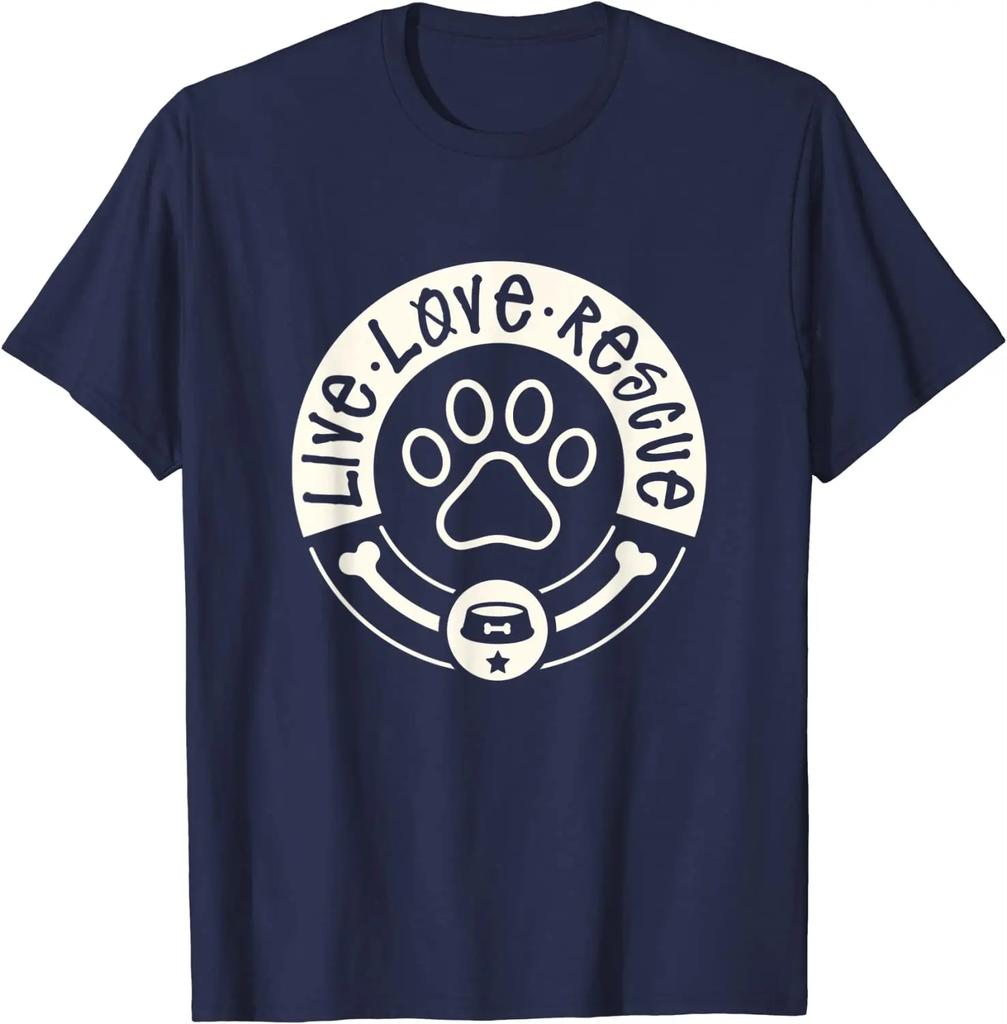 Live Love Rescue Dog Lover Adopt A Dog Adoption Gift Unisex TShirt New 100 Cotton Short Sleeve ONeck Tshirt Casual Mens Top