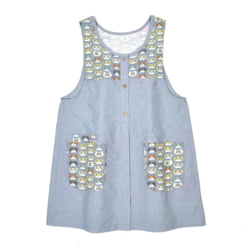 Kusguru Japan Front Button A La Carte Apron 258054 Blue M-L