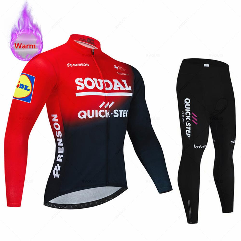 Soudal Quick Step 2026 Зимняя Велосипедная Майка Термо Флис Велосипедная Одежда MTB Bicicleta Комплект Ropa Ciclismo Триатлон Велосипедный Костюм