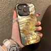 Роскошный Золотой Волновой Блестящий Чехол для Телефона Для iPhone 17 16 Pro Max 17e 16e 15 14 13 12 11 8 7 SE 2020 Чехол Рельефный Ударопрочный Чехол
