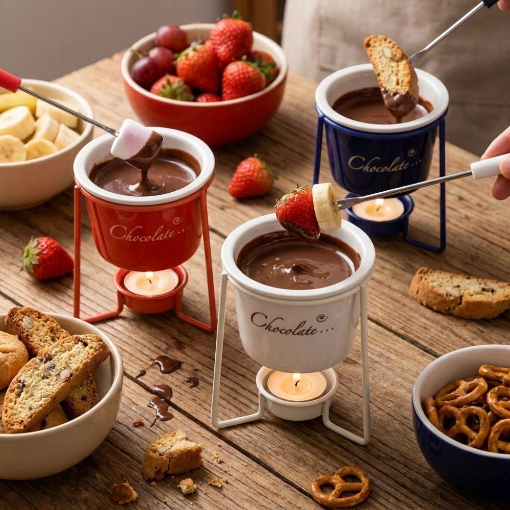 Heat-resistant Chocolate Melting Cup Detachable Ceramic Mug Fondue Cup Outdoor Recreation
