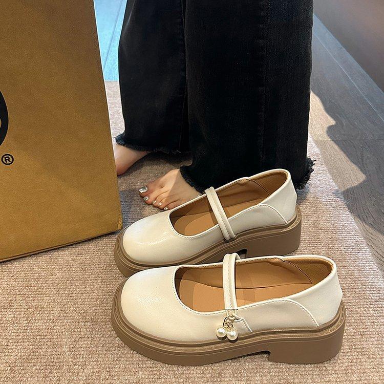 Французские универсальные туфли Мэри Джейн, одинарные туфли, женские 2025 новые весенние плоские женские туфли, модные туфли из маленькой кожи с круглым носком