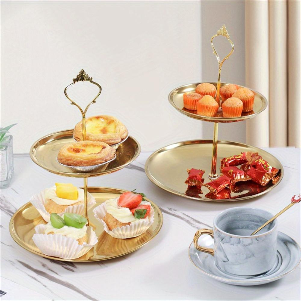 1 шт. Многоярусная подставка для десертов из нержавеющей стали, поднос для фруктов, подставка для десертного стола, стойка для закусок, двухъярусная-