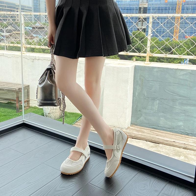 Мода 2025 Лето Женские Вулканизированные Туфли Мэри Джейн Балетки Повседневные Уличные Кроссовки для Ходьбы Удобная Легкая Резиновая Подошва Женские Туфли