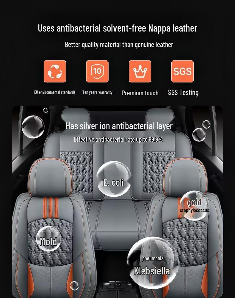Nappa Leather Full Surround Seat Cushion Set for Five-Seat Cars, Universal Four-Season Car Seat Covers