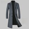 Мужское длинное шерстяное пальто осень/зима - утепленная ветровка-тренч для молодежи, доступны размеры плюс.