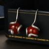 925 Sterling Silver Exotic Egyptian Queen Snake Earrings with Natural Agate Crystal