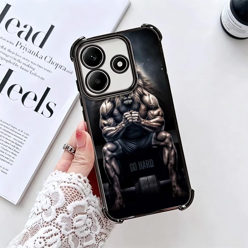 Lion Male Man King Plating Phone Case For Xiaomi Redmi Note 14 15 Pro Plus 13 12 11 11S 11T 10 9S 9 5G Anti-Fall Airabag Cover