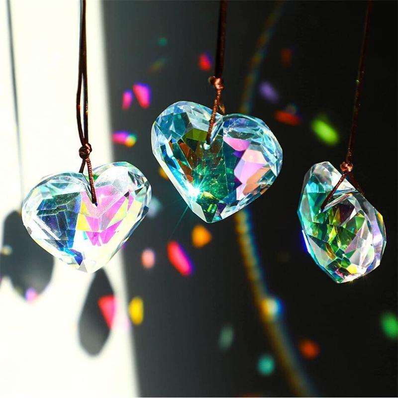 1 шт., хрустальный кулон в форме сердца, автомобильные подвески, люстра, орнамент, освещение, подвеска, аксессуары для рукоделия, хрустальное сердце, призма, ловец солнца, украшение