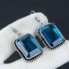 Indicolite Gemstone Earring, 925 Sterling Silver Earring, Boho Silver Earring Jewelry, Bohemian Earring For Gifts, Women's Jewelry Earring