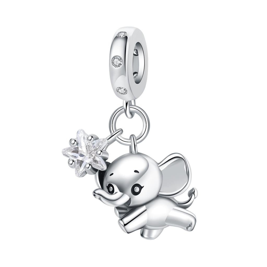 S925 Silver Animal Theme Bracelet Bead Charms Elephant Rabbit Leopard Lion Pendant Beads DIY Jewelry Making Accessories