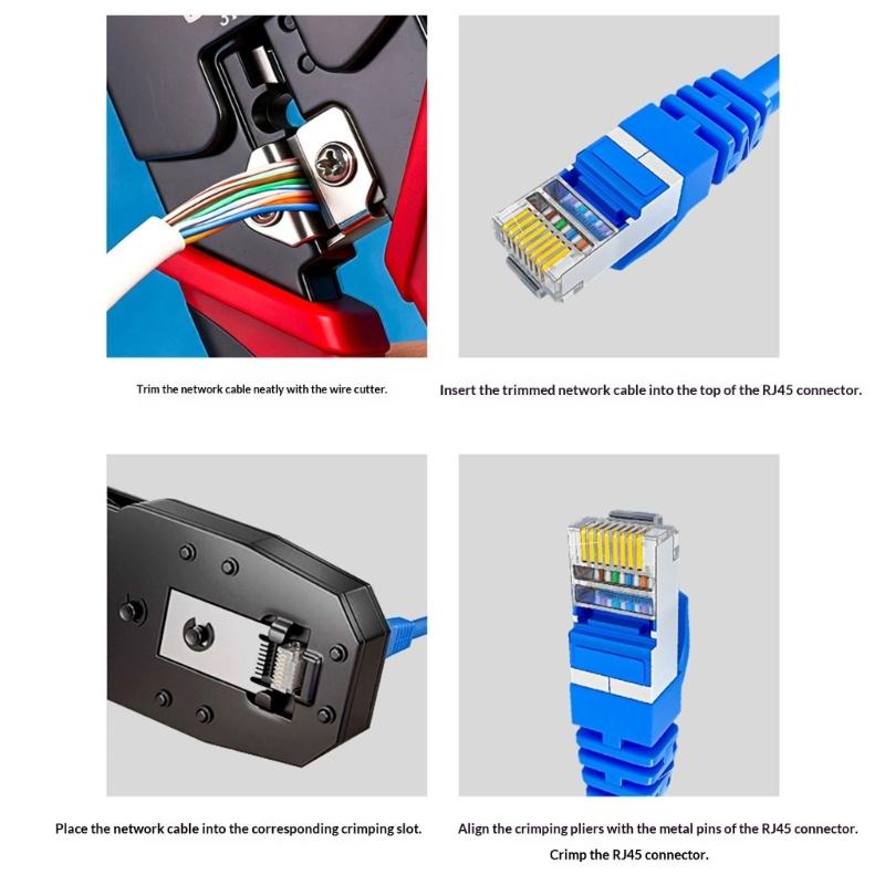 Стриппер и обжимка для кабеля из высокоуглеродистой стали для разъемов RJ45 с эффективными лезвиями и легкой конструкцией