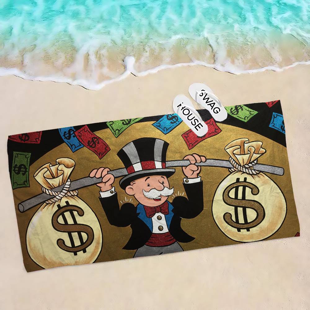Dollar Alec Monopoly cartoon Anime Beach Swimming Towel Soft Absorbent Washcloth Children's Gifts for Kids Travel Camping Gym