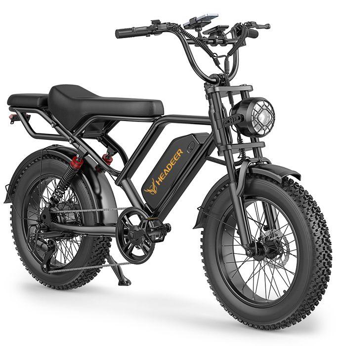 Vélo Électrique Fat Bike Header BK20– Amovible Batterie 48V 15Ah, Noir