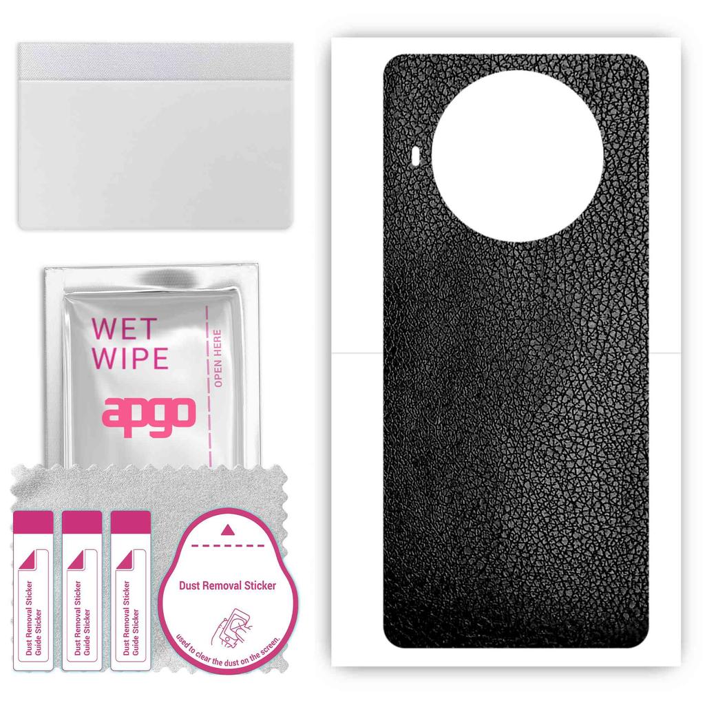 apgo Protective Skin Sticker for the Back Compatible with Cubot Note 20, Wrap Film, Foil, Vinyl - Pattern Black Leather