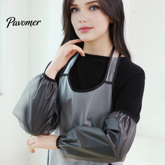 Oil Splash Proof Cooking Apron 1 Pair Waterproof Kitchen Sleeves, Resistant TPU Arm Protectors, Easy Clean Bib Adjustable Elastic Cuffs Cleaning