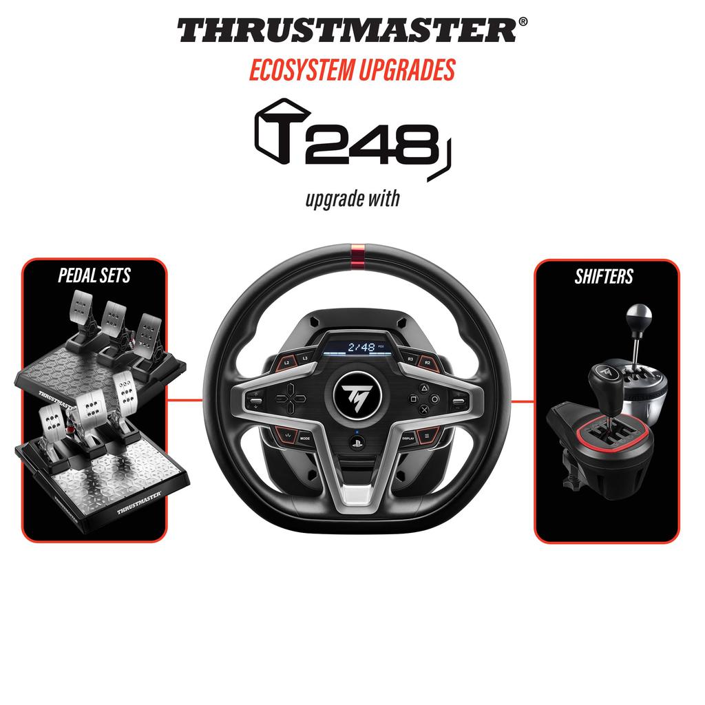 Thrustmaster Гоночный контроллер T248 PS Совместимый Гибридная обратная связь по усилию Магнитные лепестки переключения передач Педали в комплекте Turismo 7 []Thrustmaster (PS5/PS4/ПК)