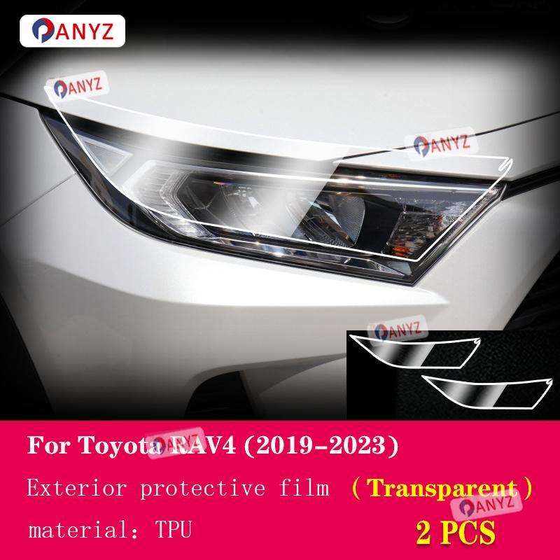2 Pcs Car Headlight Protective Film Headlamp Transparent Black TPU Sticker For Toyota RAV4 - car Accessories