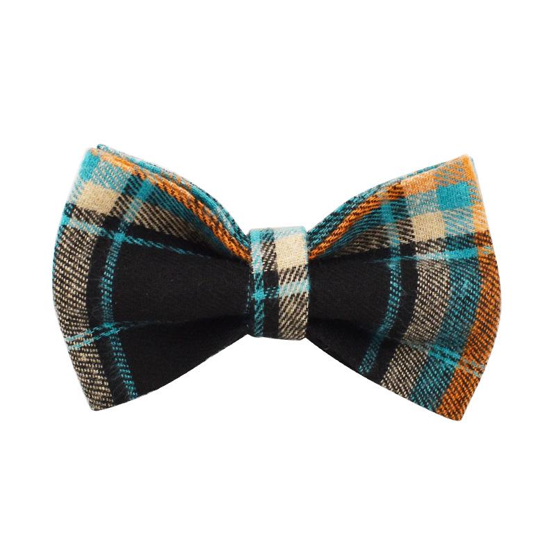 Зеленый бархатный клетчатый ретро набор ошейника, поводка и шлейки для питомца с бантом