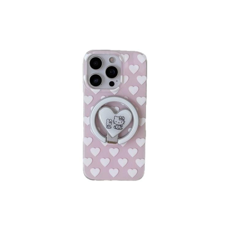 Магнитный чехол-подставка с рисунком Сердце Кролик Кошка для iPhone 17/16 Pro Max/15/14