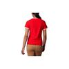 Adidas Originals Clover Logo Print V-Neck Pullover Short Sleeve T-Shirt Women Tops Red IB2057