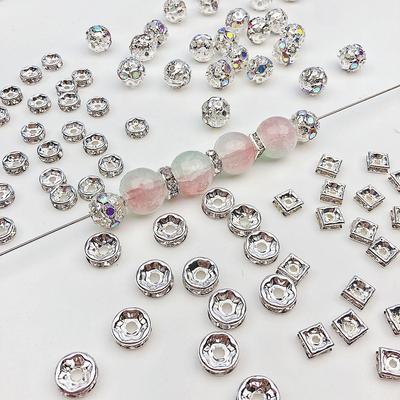 10 шт. полых бусин-разделителей со стразами для изготовления украшений своими руками