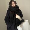 Женский зимний однотонный шарф с кисточками, имитация кашемира, толстая шаль, элегантный большой длинный теплый шарф, модные аксессуары