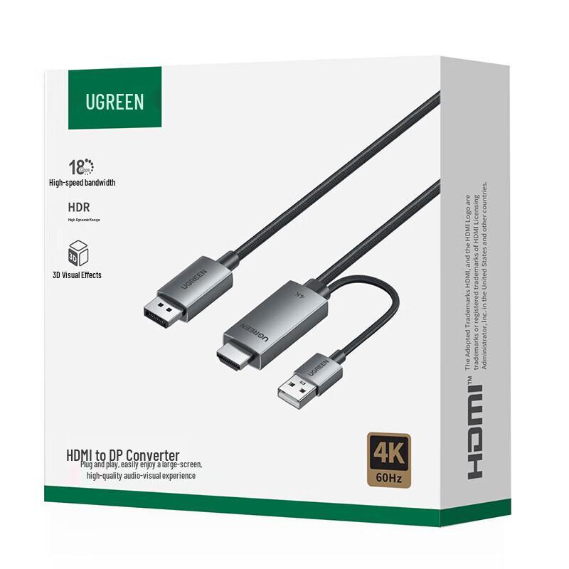 UGREEN HDMI 2.0 to DisplayPort 1.2 4K Converter Cable 1.5M
