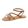 New Shoes Female Ankle Strap Women's Sandals Summer Open Toe Buckle Solid Outdoor Beach Casual Flat Large Size Sandals