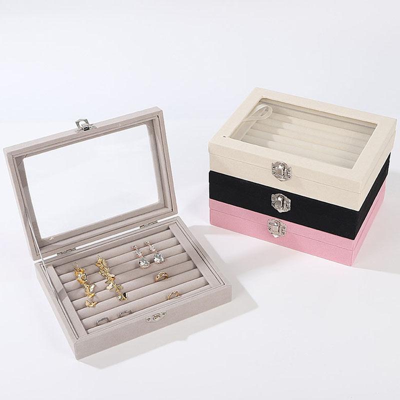 Stylish and Luxurious Jewelry Storage Box, Flannel Jewelry Storage Box for Rings, Earrings, Necklaces and Bracelet Storage Boxes