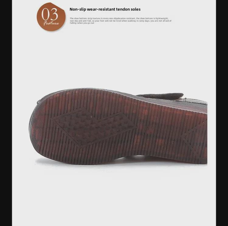 Women's Genuine Leather Thick-Soled Roman Sandals - High-Heel, Breathable, Comfortable for Mothers