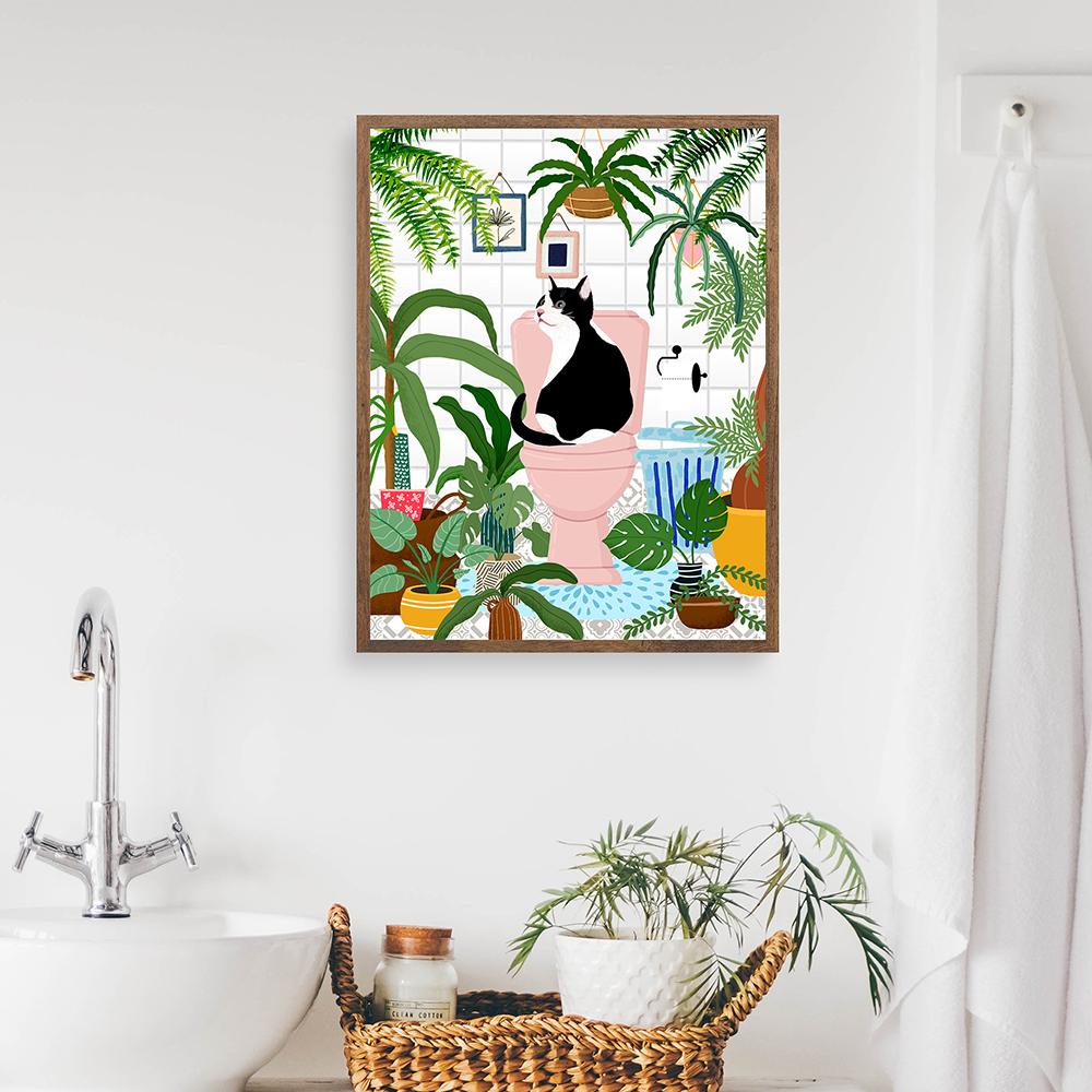 Портрет питомца, собака, кошка, постер и принт, для ванны, забавные дети, настенная живопись для ванной комнаты, холст, картина, подарочные фотографии, украшение для дома