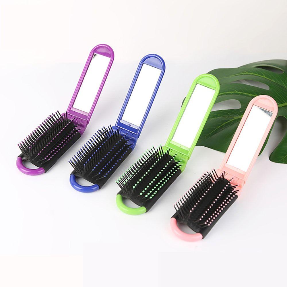 Anti Static Air Bag Hair Comb Mini Massage Comb Fashion Foldable Hair Brush with Mirror  Travel