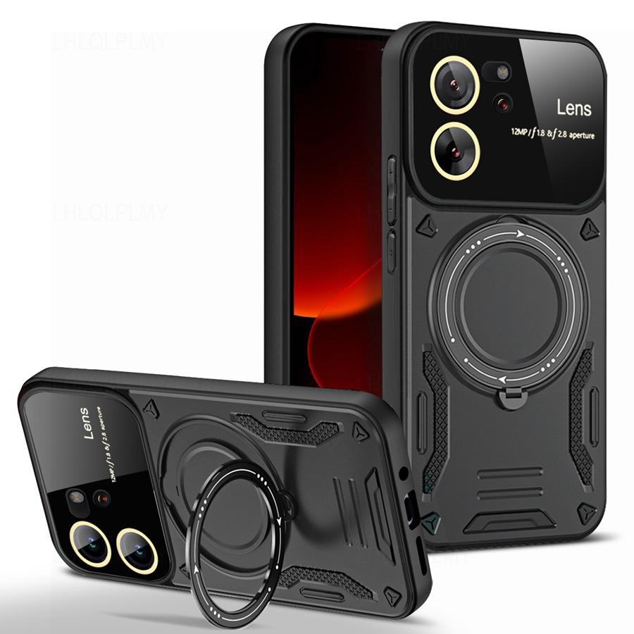 Rotating Folding Bracket Large View Phone Lens Protection Cover For Samsung Galaxy S20 S21 FE S23 Plus S24 S22 Ultra Xiaomi Redmi Note Poco Armor Case