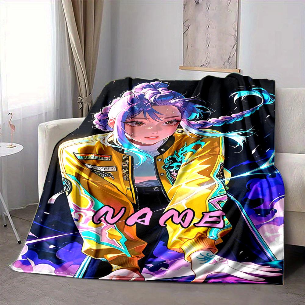 Custom 1pc Electric Energy Name Artwork Blanket, Soft And Comfortable Blanket, Casual Warm, Camping Travel Blanket, Birthday Gift Q912137