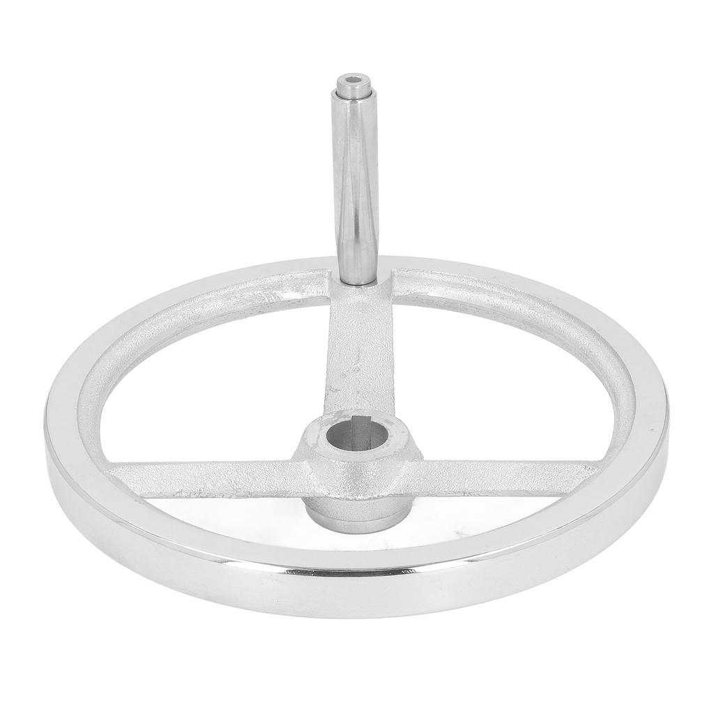 Rotary Handwheel 250mm Dia Cast Iron Chrome Plated 3 Spoked with Revolving Handle for Lathe Milling
