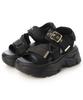 DMTR Velcro Buckle Sports Sandals Women's Thick-Soled (dm1849-L25) (Black/Black, L)