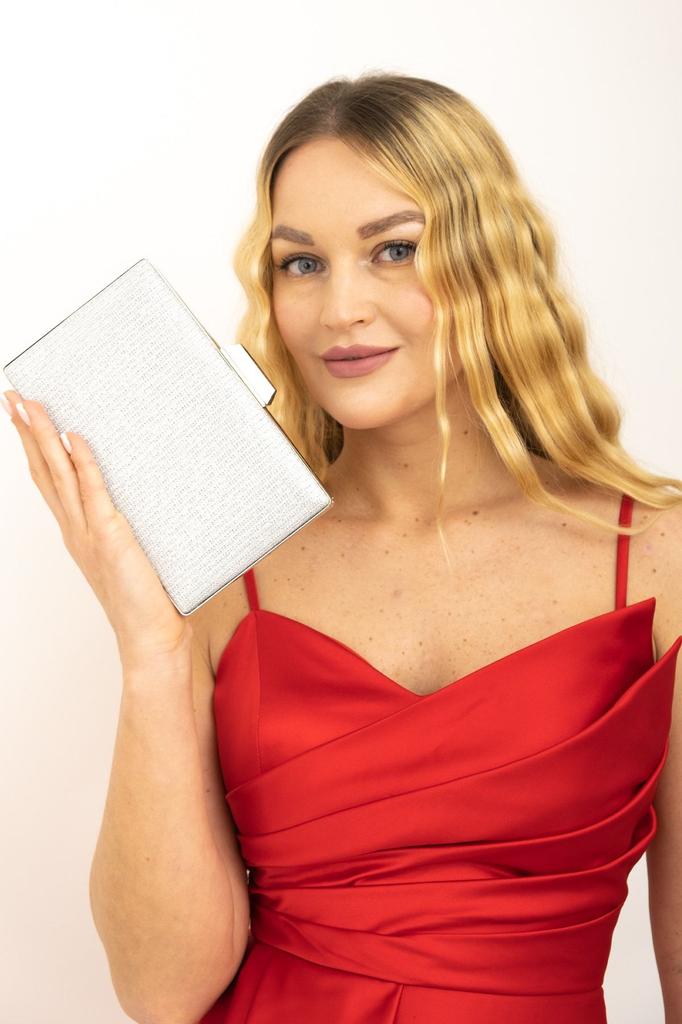 Women's Stylish and Useful Evening Dress Bag Women's Cupra Silver Evening Dress Clutch Portfolio Bag