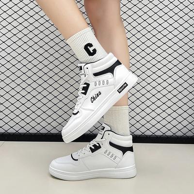 Женские высокие туфли для скейтборда, студентки, белые спортивные прогулочные повседневные ботинки, дорожные кроссовки, обувь на плоской подошве