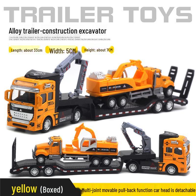 Children's Alloy Transport Toy: Pull-Back Fire Truck, Trailer, Tank & Excavator