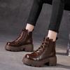 Autumn and Winter New Small Height Increase Medium Tube Trendy Women's Boots Thick Heel Cotton Martin Boots Women's Leather