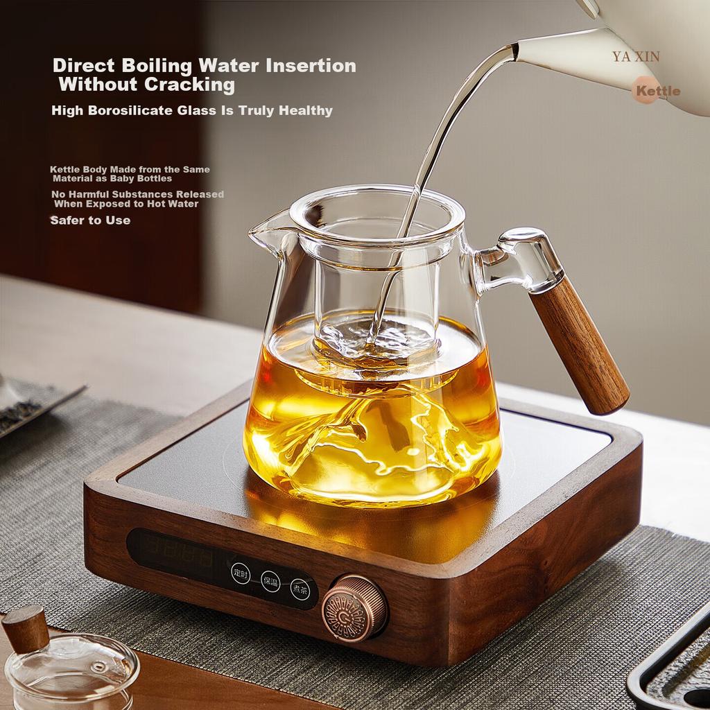 Niye Glass Teapot Large Capacity Thickened Heat-Resistant Borosilicate Tea Brewer with Tea-Water Separation for Office and Personal Use