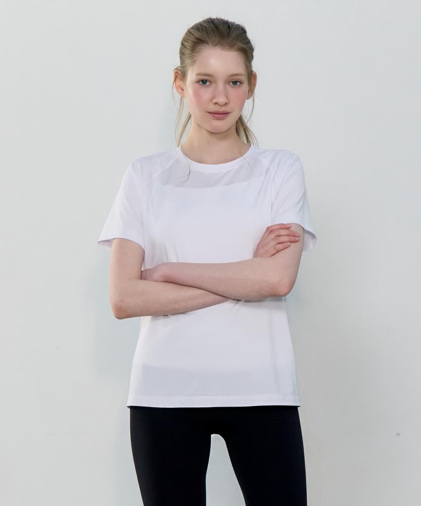 BASIC HOUSE Women'S Cool Breeze Raglan Round Short Sleeve T-Shirt White Lzts3223 (Type B)