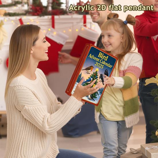 Bird Advent Calendar 2025 24 Days Christmas Countdown Calendar with Acrylic 2D Bird Hanging Decoration Holiday Gifts for Kids Bird Lovers