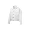 Li Ning Letter Print Loose Wash Denim Jacket Unisex Jacket White AJDT069-1
