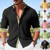 Мужская летняя новая свободная рубашка с длинным рукавом с принтом, кардиган, пляжная рубашка